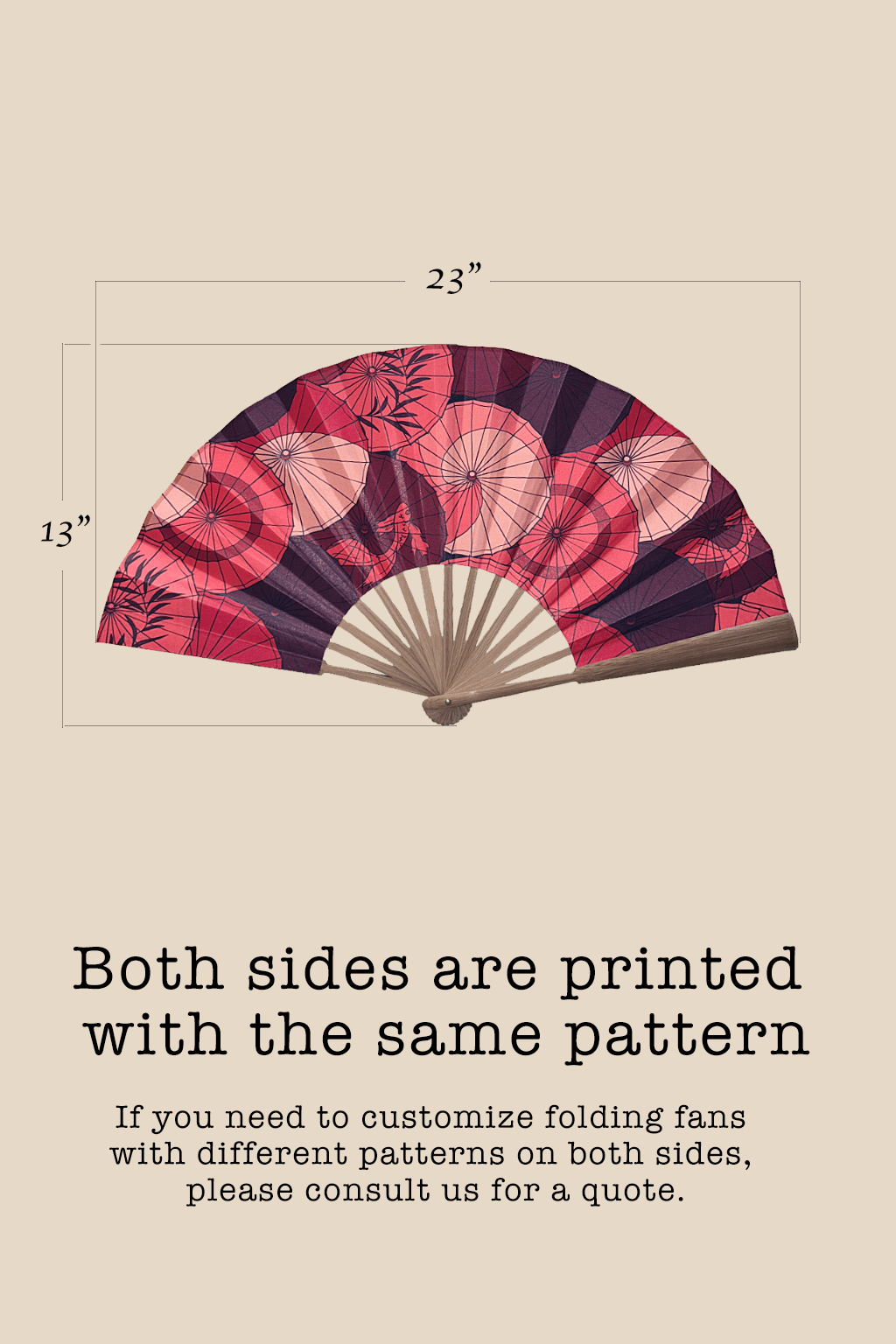 Custom Printed Folding Fan with Your Design – Handmade – Custom Printed Asian Style Cooling Fan – Made in California, USA – Wedding Gift