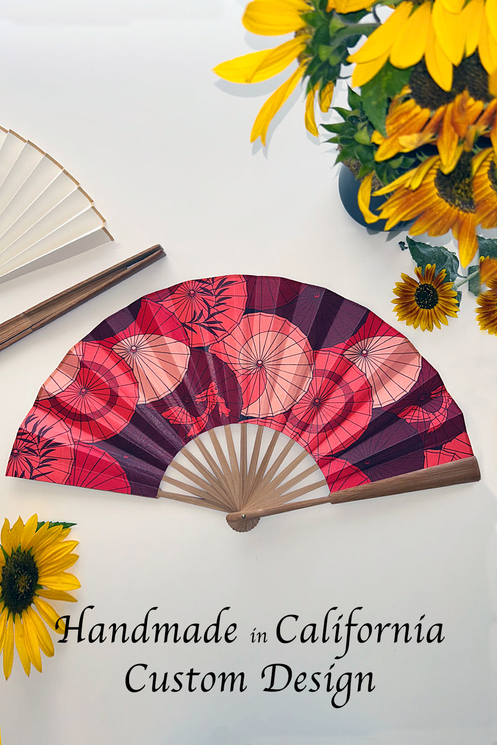Custom Printed Folding Fan with Your Design – Handmade – Custom Printed Asian Style Cooling Fan – Made in California, USA – Wedding Gift