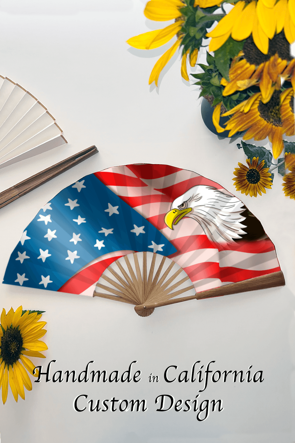 Custom Printed Folding Fan with Your Design – Handmade – Custom Printed Asian Style Cooling Fan – Made in California, USA – Wedding Gift