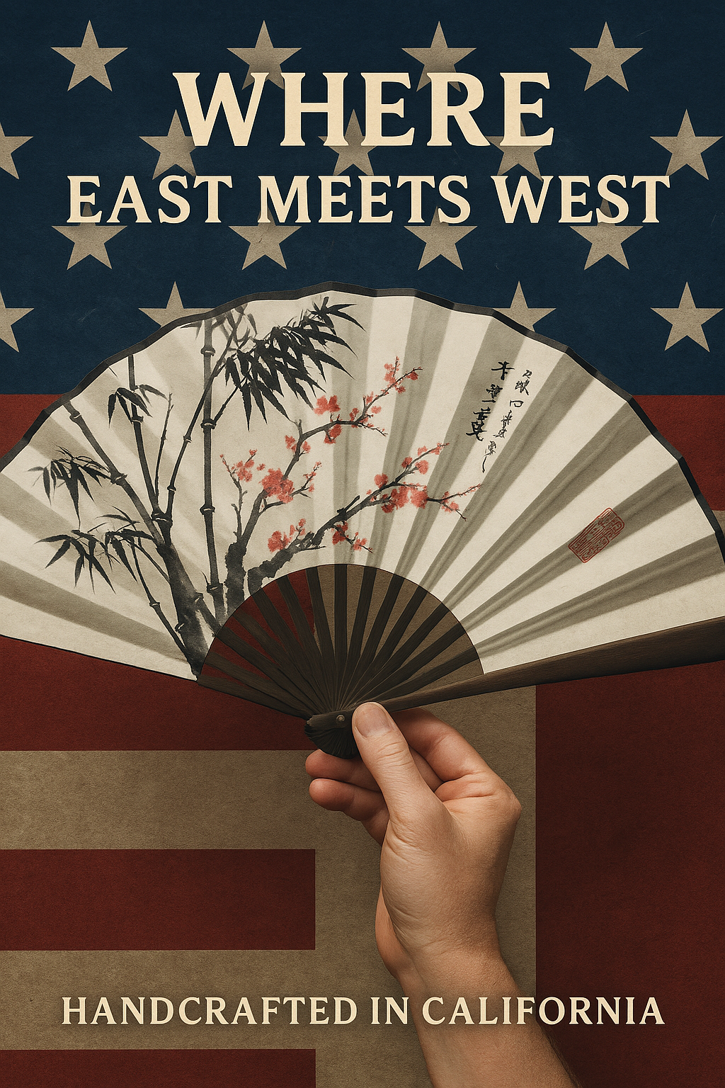 Custom Printed Folding Fan with Your Design – Handmade – Custom Printed Asian Style Cooling Fan – Made in California, USA – Wedding Gift