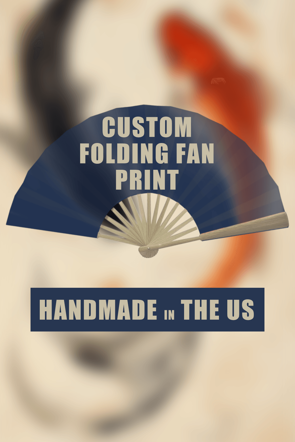 Custom Printed Folding Fan with Your Design – Handmade – Custom Printed Asian Style Cooling Fan – Made in California, USA – Wedding Gift