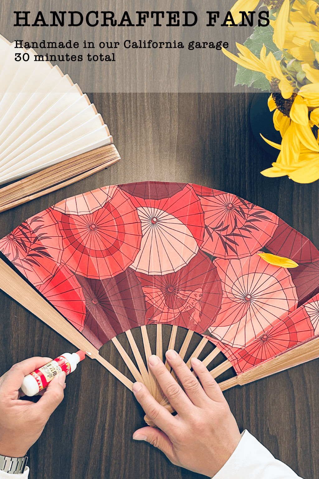 Custom Printed Folding Fan with Your Design – Handmade – Custom Printed Asian Style Cooling Fan – Made in California, USA – Wedding Gift